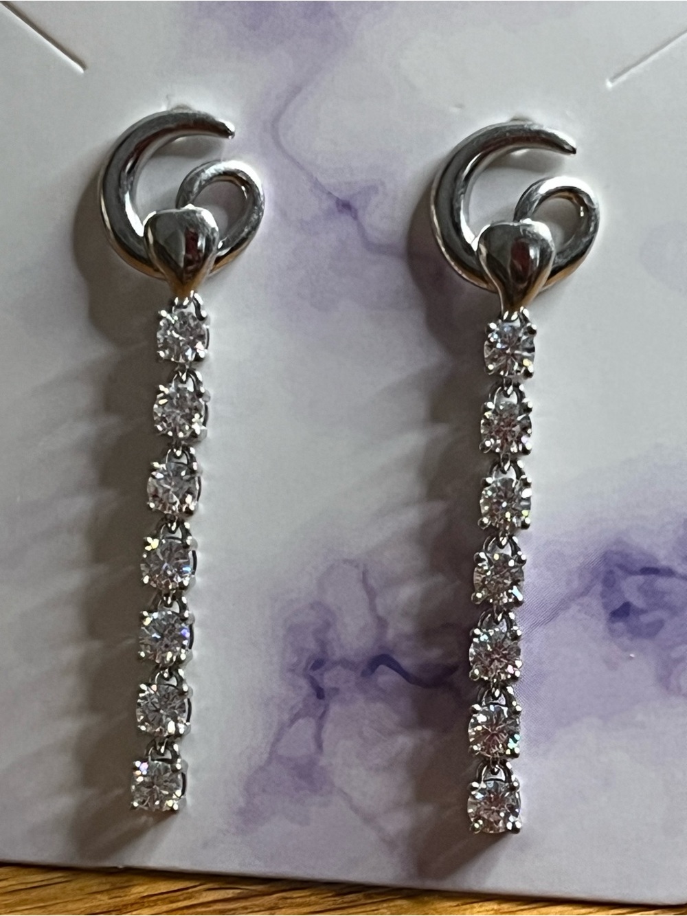 S925 Sterling Silver Dangle Earrings 1.40 CTW DTP 3mm
